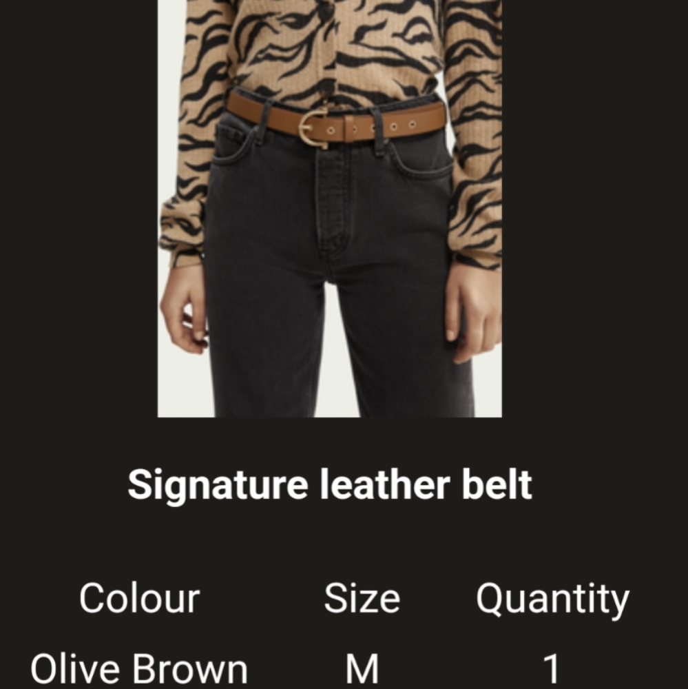 Brown real cow leather belt - scotch and soda